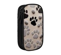 AQRJLPO Animal Paw Prints Prints Pencil Case for Students Boys Girls - Large Capacity Double-Layer Office School Stationery Pouch Pencil Holder,Black