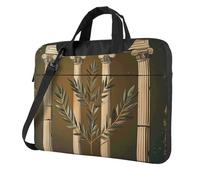 AQRJLPO Antique Building with Branch and Greek Print Laptop Bag Case for Men Women, 14 inch Shockproof Computer Sleeve Cover for Business Travel Office School