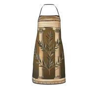 AQRJLPO Antique Building with Branch and Greek Printed Unisex Bib Apron with Pockets and Adjustable Belt Cooking Kitchen Chef Aprons for Women Men Gifts