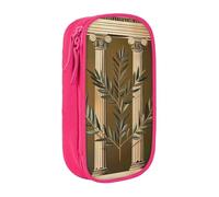 AQRJLPO Antique Building with Branch and Greek Prints Pencil Case for Students Boys Girls - Large Capacity Double-Layer Office School Stationery Pouch Pencil Holder,Pink