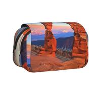 AQRJLPO Arches National Park Print Pencil Case Double - Layer Flip Pencil Pouch Pen Organizer Makeup Bag for School, Travel and Work