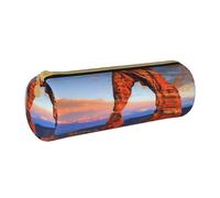 AQRJLPO Arches National Park Printed Round Pencil Case, Cute Leather Pencil Bag Pen Case Pouch, School Stationery Organizer Makeup Bag for Boys Girls Students