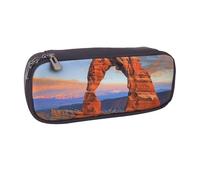 AQRJLPO Arches National Park Prints Flip Leather Pencil Case Cute Pen Pencil Pouch Pencil Box Travel Makeup Bag Stationery Gift for Students Girls Boys Women