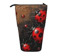 AQRJLPO Art Ladybug Tracks Print Expandable Pencil Case Organize, Stretchable Travel Stationery & Makeup Pouch Desk Storage Box for School, Office, Travel