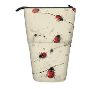 AQRJLPO Art Ladybug Tracks Print Print Expandable Pencil Case Organize, Stretchable Travel Stationery & Makeup Pouch Desk Storage Box for School, Office, Travel