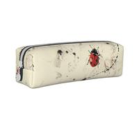 AQRJLPO Art Ladybug Tracks Print Printed Leather Simple Pencil Case, Cute Pencil Bag Pen Case Pouch, School Stationery Organizer Makeup Bag for Boys Girls Students