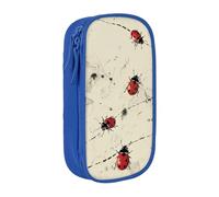 AQRJLPO Art Ladybug Tracks Print Prints Pencil Case for Students Boys Girls - Large Capacity Double-Layer Office School Stationery Pouch Pencil Holder,Blue