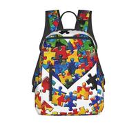 AQRJLPO Autism Awareness Puzzle Pieces Heart Prints Backpack Business Rucksack Casual Daypack Lightweight School Bag for Hiking Work Travel Sport