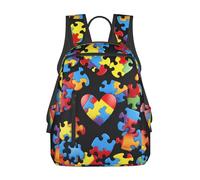 AQRJLPO Autism Awareness Puzzle Pieces Heart Prints Backpack Business Rucksack Casual Daypack Lightweight School Bag for Hiking Work Travel Sport