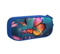 AQRJLPO Beautiful Butterfly Prints Pencil Case for Boys Girls Large Capacity Office School Students Stationery Pouch Pencil Holder with 2 Compartments,Blue
