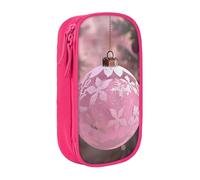 AQRJLPO Beautiful Christmas Ball Prints Pencil Case for Students Boys Girls - Large Capacity Double-Layer Office School Stationery Pouch Pencil Holder,Pink