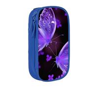 AQRJLPO Beautiful Purple Butterfly Prints Pencil Case for Students Boys Girls - Large Capacity Double-Layer Office School Stationery Pouch Pencil Holder,Blue