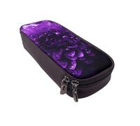 AQRJLPO Beautiful Purple Glitter Prints Leather Pencil Case & Cosmetic Organizer Pouch with Zipper - Waterproof School Supplies, Travel Makeup Bag, Stationery Gift for Students, Women