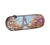 AQRJLPO Beautiful Tower Paris Print Leather Pencil Case Organize, Multi-Use Travel Cosmetic Bag, Zipper Desk Storage Box Compact Gift for School, Office, Travel