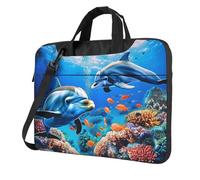 AQRJLPO Beautiful Underwater World Dolphins Coral Print Laptop Bag Case for Men Women, 13 inch Shockproof Computer Sleeve Cover for Business Travel Office School
