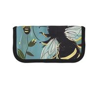 AQRJLPO Bees Print Canvas Pencil Case for Boys Girls Women, Cosmetic & Stationery Organizer, Zipper Desk Storage Pouch for School, Office & Travel Gifts