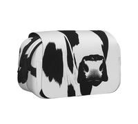 AQRJLPO Black and White Cow Pattern Print Pencil Case Double - Layer Flip Pencil Pouch Pen Organizer Makeup Bag for School, Travel and Work