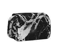 AQRJLPO Black and White Marble Print Pencil Case Double - Layer Flip Pencil Pouch Pen Organizer Makeup Bag for School, Travel and Work