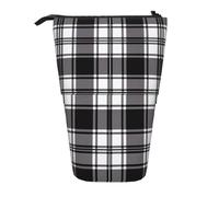 AQRJLPO Black and White Plaid Print Expandable Pencil Case Organize, Stretchable Travel Stationery & Makeup Pouch Desk Storage Box for School, Office, Travel