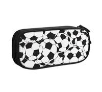 AQRJLPO Black and White Soccer Ball Pattern Prints Pencil Case for Boys Girls Large Capacity Office School Students Stationery Pouch Pencil Holder with 2 Compartments,Black
