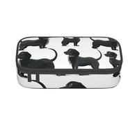 AQRJLPO Black Dogs Dachshund Dog Prints Pencil Case Cute Pen Pencil Pouch Large Capacity Compartment Pencil Box Travel Makeup Bag for Students Girls Boys Women