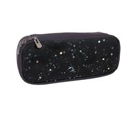AQRJLPO Black Glitter Prints Flip Leather Pencil Case Cute Pen Pencil Pouch Pencil Box Travel Makeup Bag Stationery Gift for Students Girls Boys Women