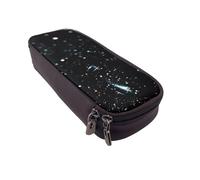 AQRJLPO Black Glitter Prints Leather Pencil Case & Cosmetic Organizer Pouch with Zipper - Waterproof School Supplies, Travel Makeup Bag, Stationery Gift for Students, Women