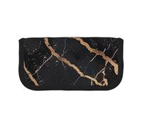 AQRJLPO Black Gold Marble Print Canvas Pencil Case for Boys Girls Women, Cosmetic & Stationery Organizer, Zipper Desk Storage Pouch for School, Office & Travel Gifts
