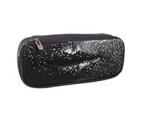 AQRJLPO Black White Glitter Prints Flip Leather Pencil Case Cute Pen Pencil Pouch Pencil Box Travel Makeup Bag Stationery Gift for Students Girls Boys Women