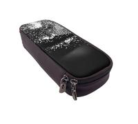AQRJLPO Black White Glitter Prints Leather Pencil Case & Cosmetic Organizer Pouch with Zipper - Waterproof School Supplies, Travel Makeup Bag, Stationery Gift for Students, Women