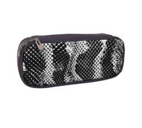 AQRJLPO Black White Snake Skin Prints Flip Leather Pencil Case Cute Pen Pencil Pouch Pencil Box Travel Makeup Bag Stationery Gift for Students Girls Boys Women