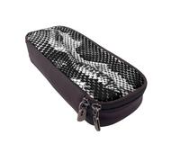 AQRJLPO Black White Snake Skin Prints Leather Pencil Case & Cosmetic Organizer Pouch with Zipper - Waterproof School Supplies, Travel Makeup Bag, Stationery Gift for Students, Women