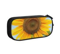 AQRJLPO Bloom Sunflowers Prints Pencil Case for Boys Girls Large Capacity Office School Students Stationery Pouch Pencil Holder with 2 Compartments,Black
