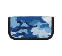 AQRJLPO Blue Camouflage Print Canvas Pencil Case for Boys Girls Women, Cosmetic & Stationery Organizer, Zipper Desk Storage Pouch for School, Office & Travel Gifts
