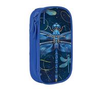 AQRJLPO Blue Dragonfly Prints Pencil Case for Students Boys Girls - Large Capacity Double-Layer Office School Stationery Pouch Pencil Holder,Blue