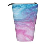 AQRJLPO Blue Pink and Purple Pastel Colors Print Expandable Pencil Case Organize, Stretchable Travel Stationery & Makeup Pouch Desk Storage Box for School, Office, Travel