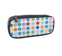 AQRJLPO Blue Polka Dot Pattern Prints Flip Leather Pencil Case Cute Pen Pencil Pouch Pencil Box Travel Makeup Bag Stationery Gift for Students Girls Boys Women