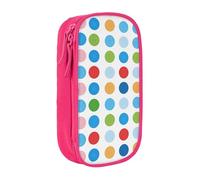 AQRJLPO Blue Polka Dot Pattern Prints Pencil Case for Students Boys Girls - Large Capacity Double-Layer Office School Stationery Pouch Pencil Holder,Pink