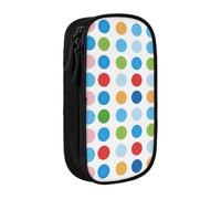 AQRJLPO Blue Polka Dot Pattern Prints Pencil Case for Students Boys Girls - Large Capacity Double-Layer Office School Stationery Pouch Pencil Holder,Black