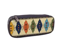 AQRJLPO Bohemia Style Traditional African Pattern Prints Flip Leather Pencil Case Cute Pen Pencil Pouch Pencil Box Travel Makeup Bag Stationery Gift for Students Girls Boys Women