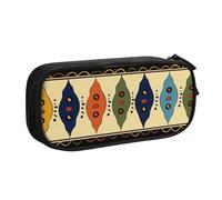 AQRJLPO Bohemia Style Traditional African Pattern Prints Pencil Case for Boys Girls Large Capacity Office School Students Stationery Pouch Pencil Holder with 2 Compartments,Black