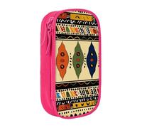 AQRJLPO Bohemia Style Traditional African Pattern Prints Pencil Case for Students Boys Girls - Large Capacity Double-Layer Office School Stationery Pouch Pencil Holder,Pink