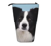 AQRJLPO Border Collie Print Expandable Pencil Case Organize, Stretchable Travel Stationery & Makeup Pouch Desk Storage Box for School, Office, Travel