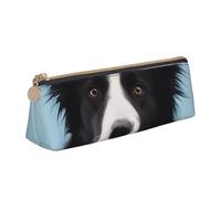 AQRJLPO Border Collie Printed Stationery Pencil Case, Cute Leather Pencil Bag Pen Case Pouch, School Stationery Organizer Makeup Bag for Boys Girls Students