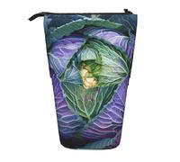 AQRJLPO Bright Cabbage Print Expandable Pencil Case Organize, Stretchable Travel Stationery & Makeup Pouch Desk Storage Box for School, Office, Travel