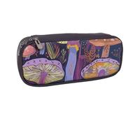 AQRJLPO Bright Mushrooms Art Prints Flip Leather Pencil Case Cute Pen Pencil Pouch Pencil Box Travel Makeup Bag Stationery Gift for Students Girls Boys Women