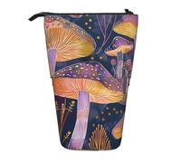 AQRJLPO Bright Mushrooms Print Expandable Pencil Case Organize, Stretchable Travel Stationery & Makeup Pouch Desk Storage Box for School, Office, Travel