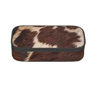 AQRJLPO Brown Cowhide Prints Pencil Case Cute Pen Pencil Pouch Large Capacity Compartment Pencil Box Travel Makeup Bag for Students Girls Boys Women