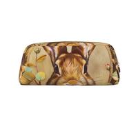 AQRJLPO Bunny Rosette Print Leather Pencil Case with Gold Zipper, Multi-Use Cosmetic & Stationery Organizer, Waterproof Desk Storage Pouch for School, Office & Travel Gifts