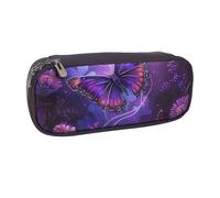 AQRJLPO Butterfly Prints Flip Leather Pencil Case Cute Pen Pencil Pouch Pencil Box Travel Makeup Bag Stationery Gift for Students Girls Boys Women